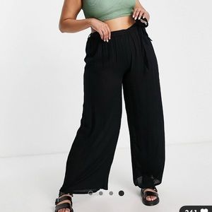ASOS tie waist palazzo pants in black